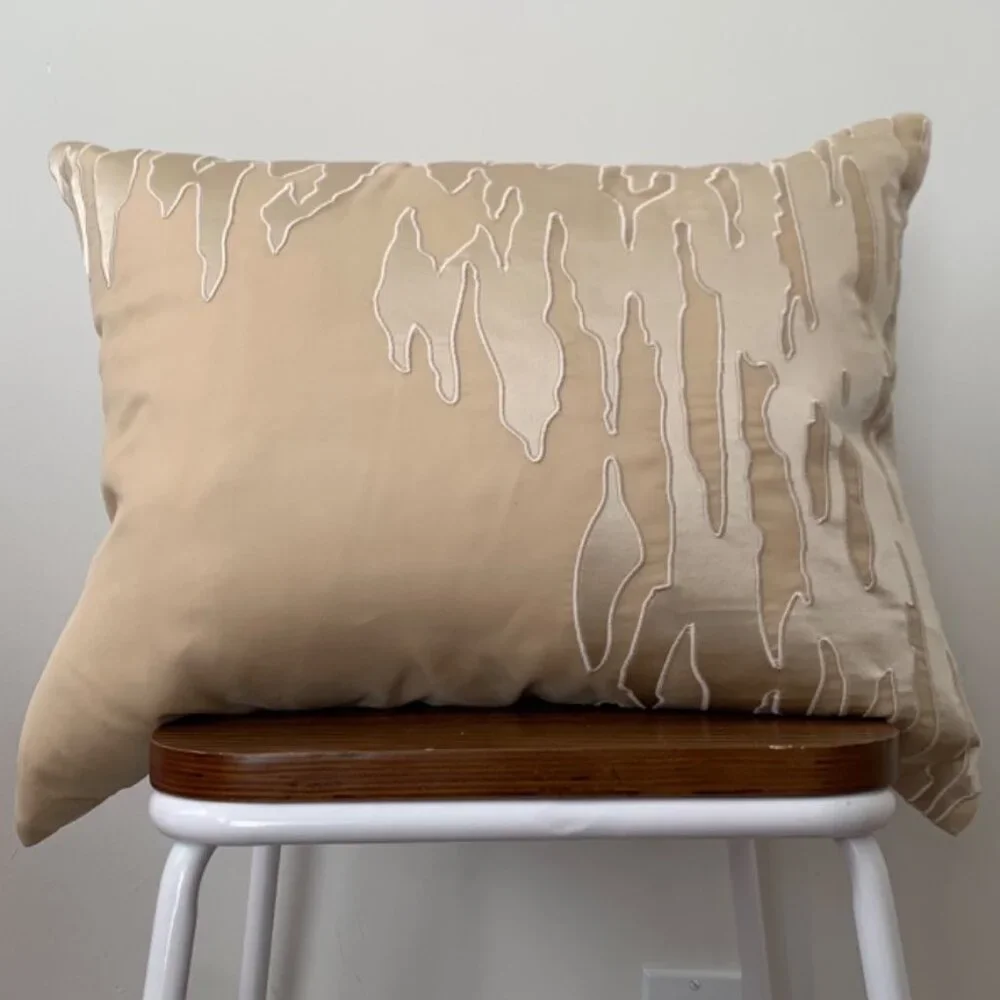 Donna Karan Home Gold Dust Silk Applique Decorative Pillow